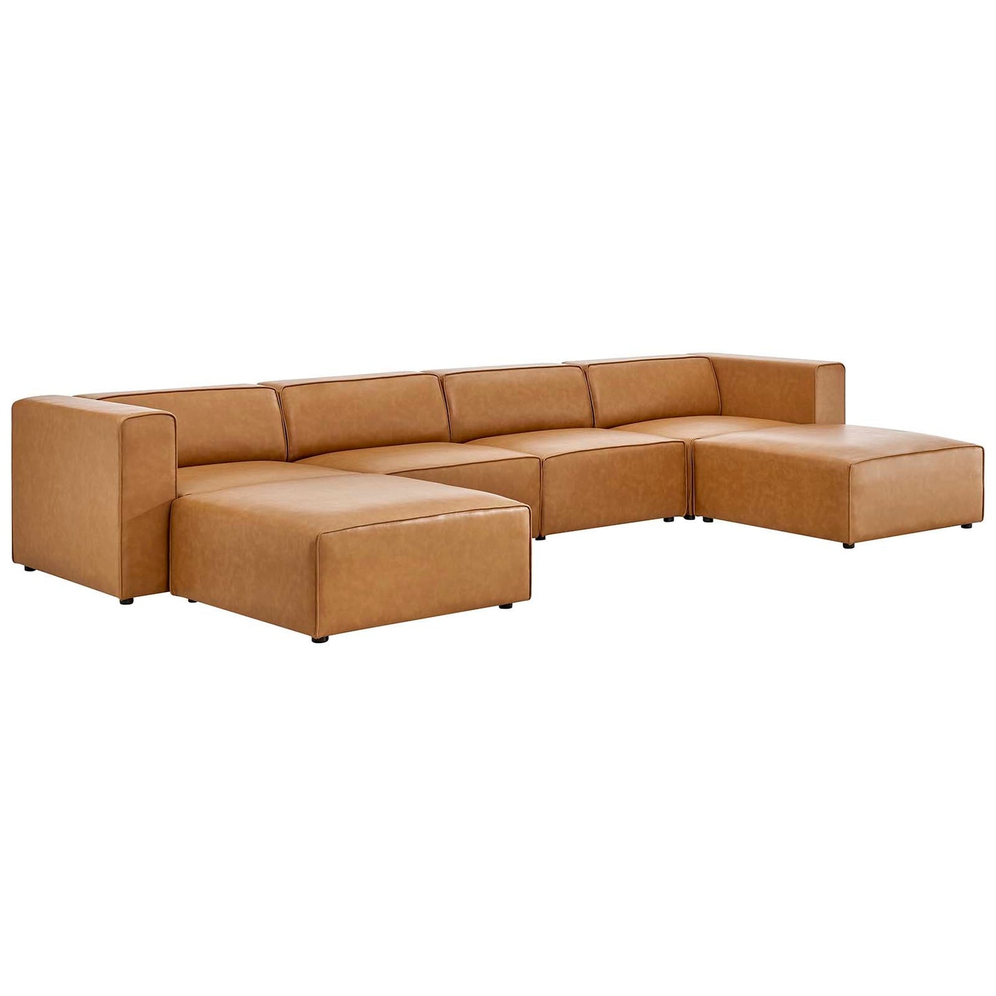 Modway Mingle Vegan Leather 4-Piece Sofa and 2 Ottomans Set | Sofas | Modishstore-3