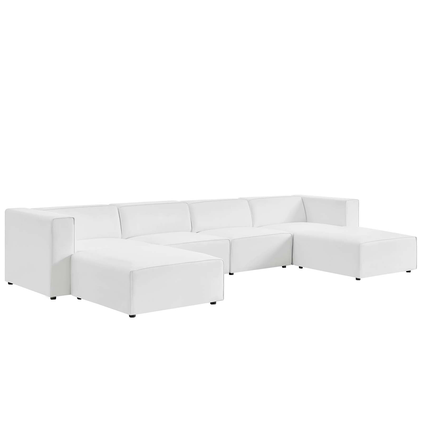 Modway Mingle Vegan Leather 4-Piece Sofa and 2 Ottomans Set | Sofas | Modishstore