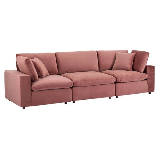 Modway Commix Down Filled Overstuffed Performance Velvet 3-Seater Sofa | Sofas | 