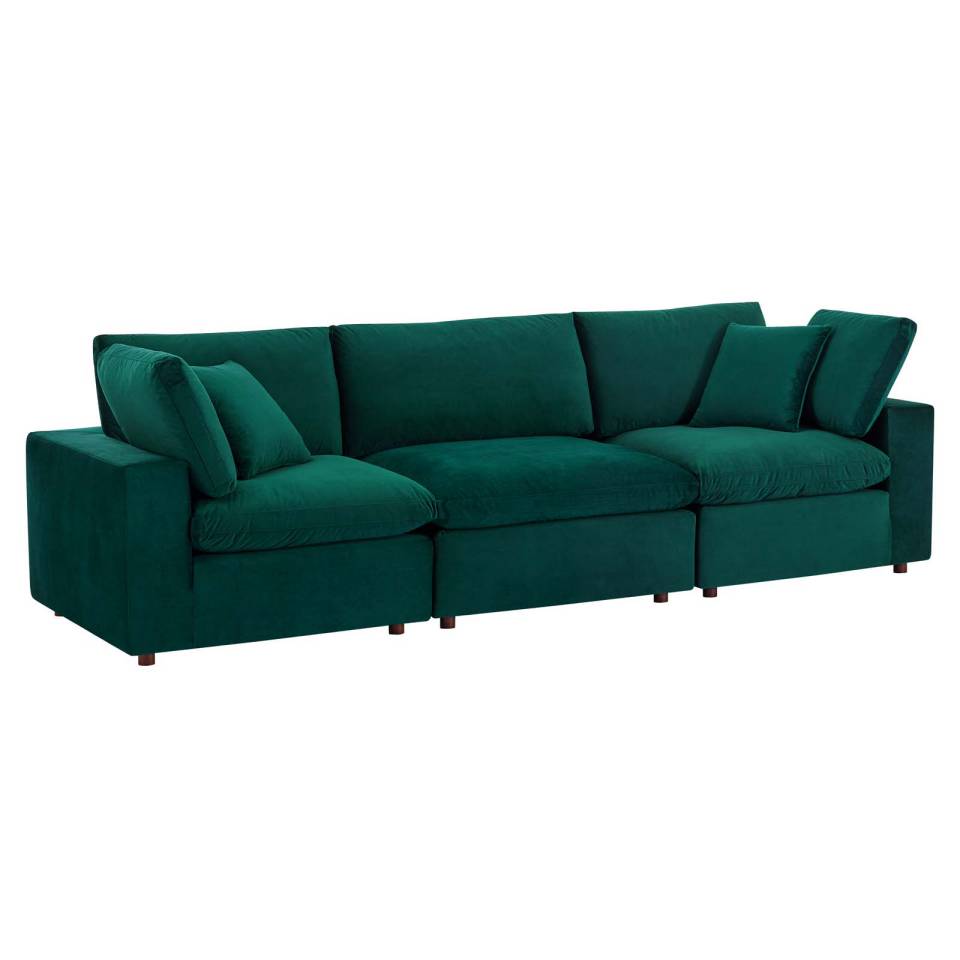 Modway Commix Down Filled Overstuffed Performance Velvet 3-Seater Sofa | Sofas | 