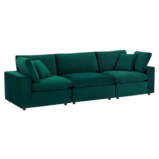 Modway Commix Down Filled Overstuffed Performance Velvet 3-Seater Sofa | Sofas | 