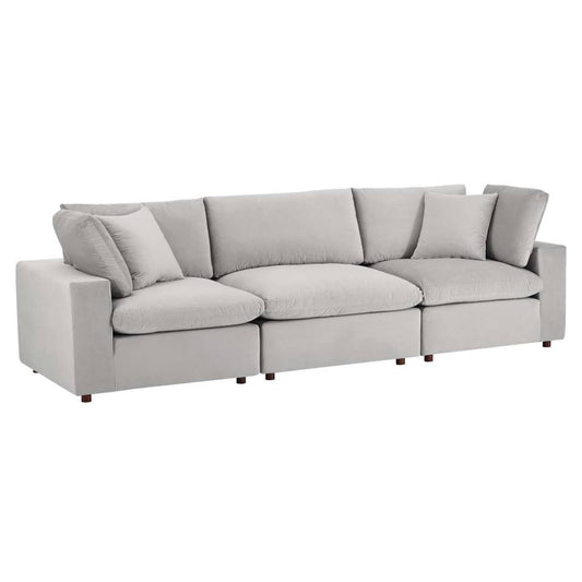 Modway Commix Down Filled Overstuffed Performance Velvet 3-Seater Sofa | Sofas | 