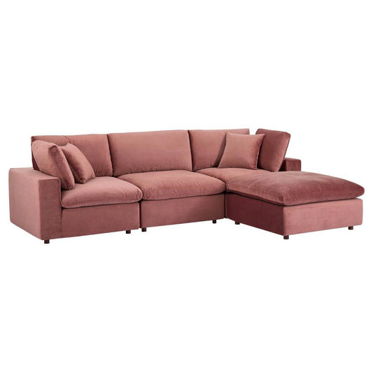 Modway Commix Down Filled Overstuffed Performance Velvet 4-Piece Sectional Sofa | Sofas | 