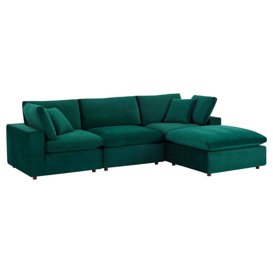 Modway Commix Down Filled Overstuffed Performance Velvet 4-Piece Sectional Sofa | Sofas | 