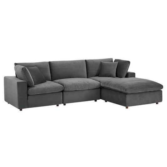 Modway Commix Down Filled Overstuffed Performance Velvet 4-Piece Sectional Sofa | Sofas | 