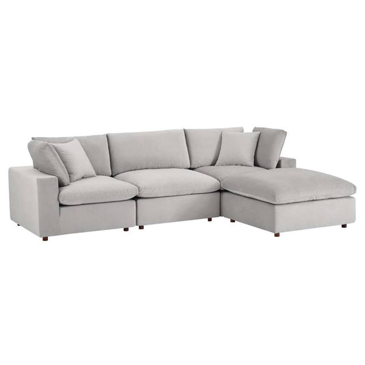 Modway Commix Down Filled Overstuffed Performance Velvet 4-Piece Sectional Sofa | Sofas | 
