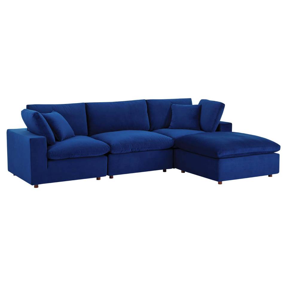 Modway Commix Down Filled Overstuffed Performance Velvet 4-Piece Sectional Sofa | Sofas | 