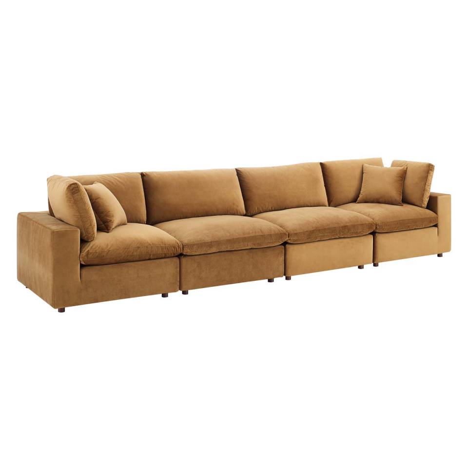 Modway Commix Down Filled Overstuffed Performance Velvet 4-Seater Sofa | Sofas