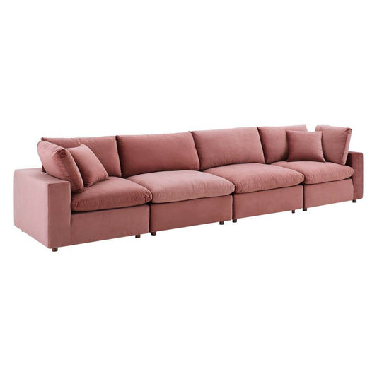 Modway Commix Down Filled Overstuffed Performance Velvet 4-Seater Sofa | Sofas | 
