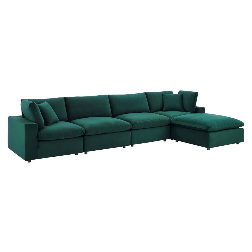 Modway Commix Down Filled Overstuffed Performance Velvet 5-Piece Sectional Sofa | Sofas | 