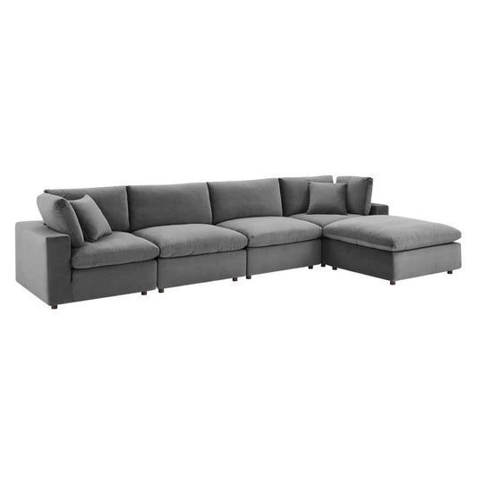 Modway Commix Down Filled Overstuffed Performance Velvet 5-Piece Sectional Sofa | Sofas | 