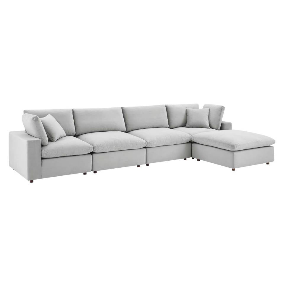 Modway Commix Down Filled Overstuffed Performance Velvet 5-Piece Sectional Sofa | Sofas | 