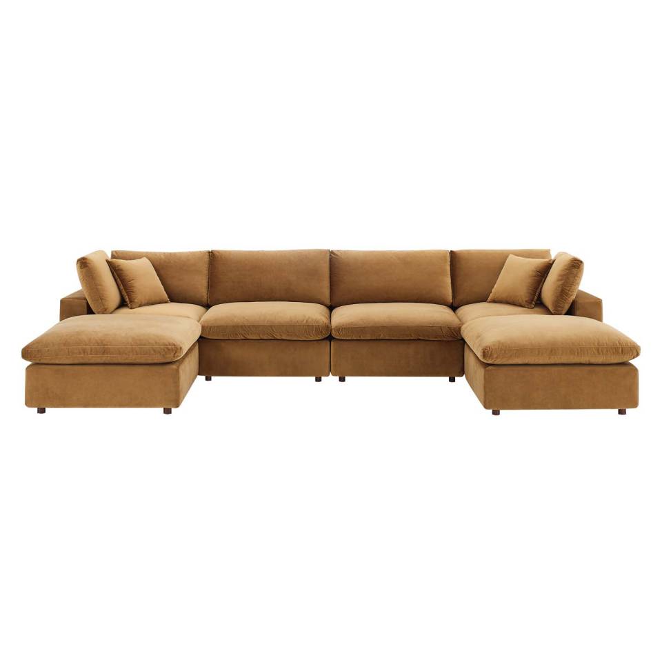 Modway Commix Down Filled Overstuffed Performance Velvet 6-Piece Sectional Sofa | Sofas