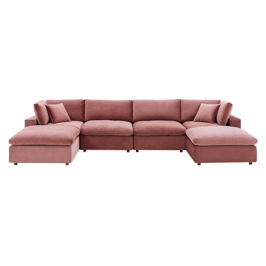 Modway Commix Down Filled Overstuffed Performance Velvet 6-Piece Sectional Sofa | Sofas | 