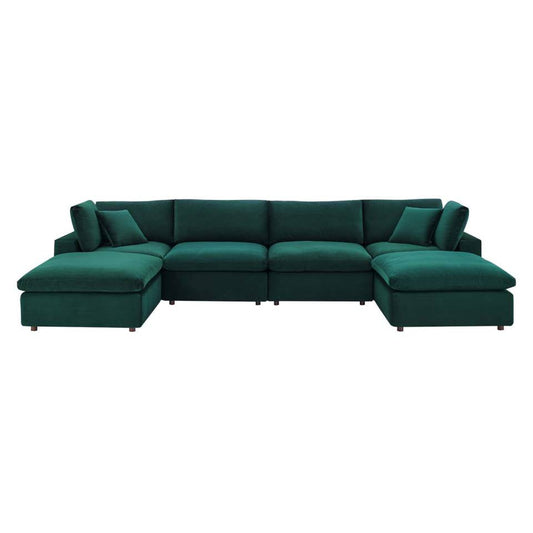 Modway Commix Down Filled Overstuffed Performance Velvet 6-Piece Sectional Sofa | Sofas | 
