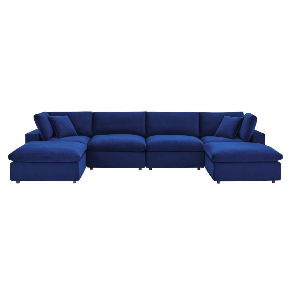 Modway Commix Down Filled Overstuffed Performance Velvet 6-Piece Sectional Sofa | Sofas | 