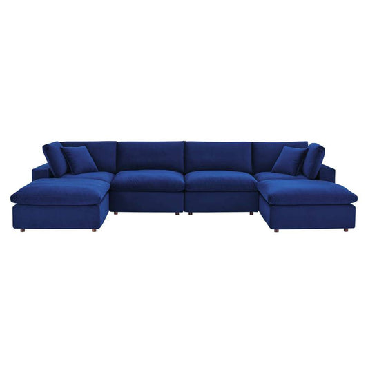Modway Commix Down Filled Overstuffed Performance Velvet 6-Piece Sectional Sofa | Sofas | 