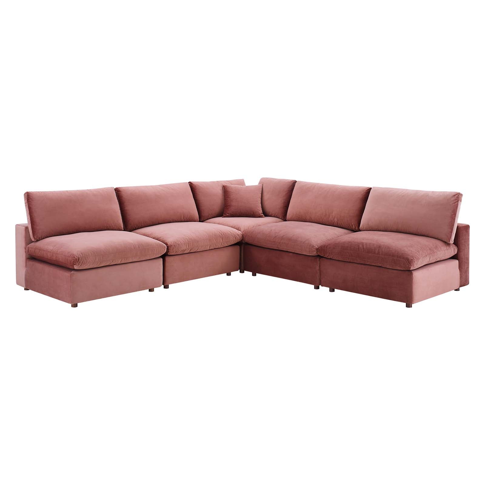 Modway Commix Down Filled Overstuffed Performance Velvet 5-Piece Sectional Sofa | Sofas | 