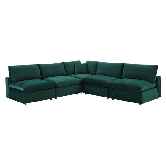 Modway Commix Down Filled Overstuffed Performance Velvet 5-Piece Sectional Sofa | Sofas | 