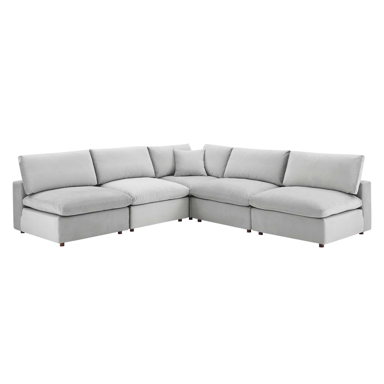 Modway Commix Down Filled Overstuffed Performance Velvet 5-Piece Sectional Sofa | Sofas | 