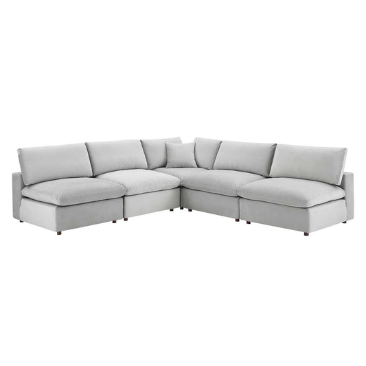 Modway Commix Down Filled Overstuffed Performance Velvet 5-Piece Sectional Sofa | Sofas | 