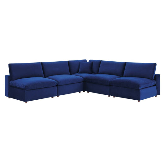 Modway Commix Down Filled Overstuffed Performance Velvet 5-Piece Sectional Sofa | Sofas | 