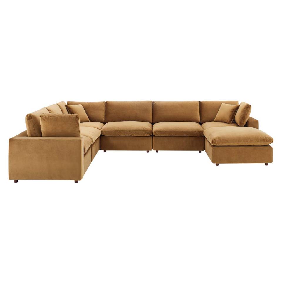 Modway Commix Down Filled Overstuffed Performance Velvet 7-Piece Sectional Sofa | Sofas