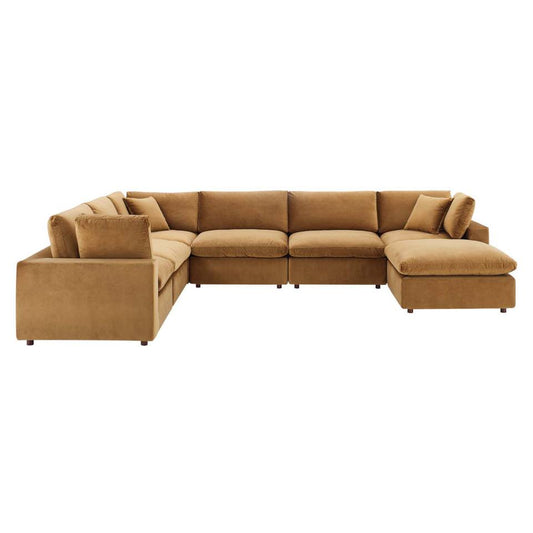 Modway Commix Down Filled Overstuffed Performance Velvet 7-Piece Sectional Sofa | Sofas