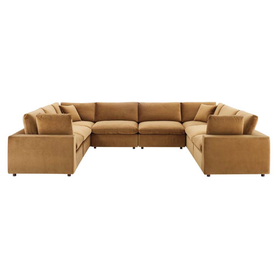 Modway Commix Down Filled Overstuffed Performance Velvet 8-Piece Sectional Sofa | Outdoor Sofas, Loveseats & Sectionals