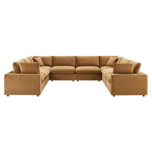 Modway Commix Down Filled Overstuffed Performance Velvet 8-Piece Sectional Sofa | Outdoor Sofas, Loveseats & Sectionals