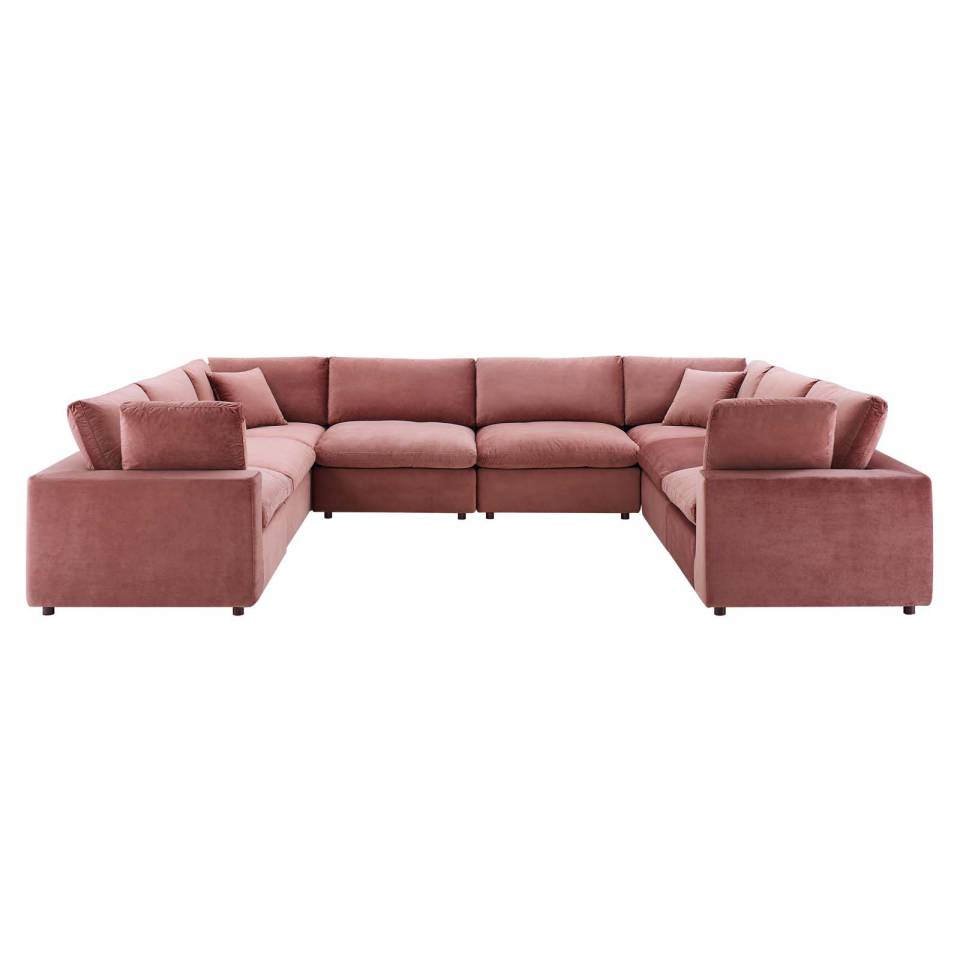 Modway Commix Down Filled Overstuffed Performance Velvet 8-Piece Sectional Sofa | Outdoor Sofas, Loveseats & Sectionals | 