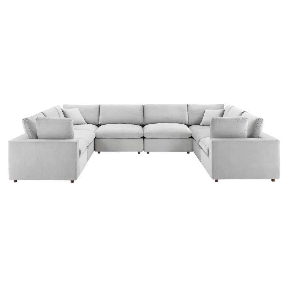 Modway Commix Down Filled Overstuffed Performance Velvet 8-Piece Sectional Sofa | Outdoor Sofas, Loveseats & Sectionals | 