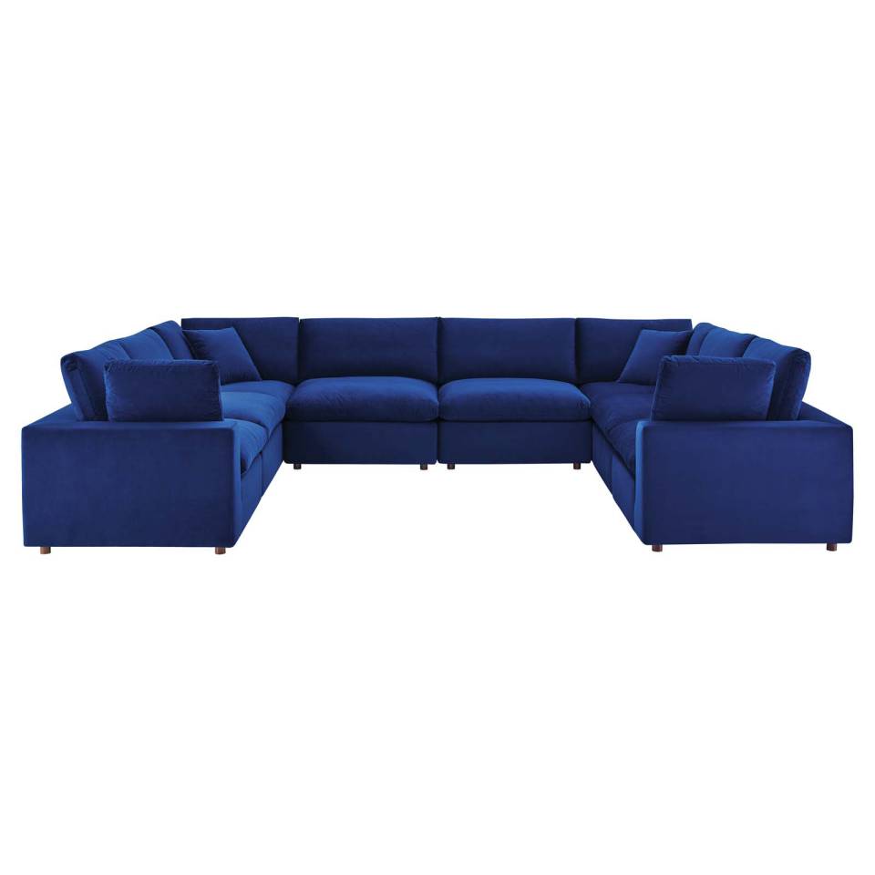 Modway Commix Down Filled Overstuffed Performance Velvet 8-Piece Sectional Sofa | Outdoor Sofas, Loveseats & Sectionals | 