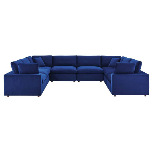 Modway Commix Down Filled Overstuffed Performance Velvet 8-Piece Sectional Sofa | Outdoor Sofas, Loveseats & Sectionals | 