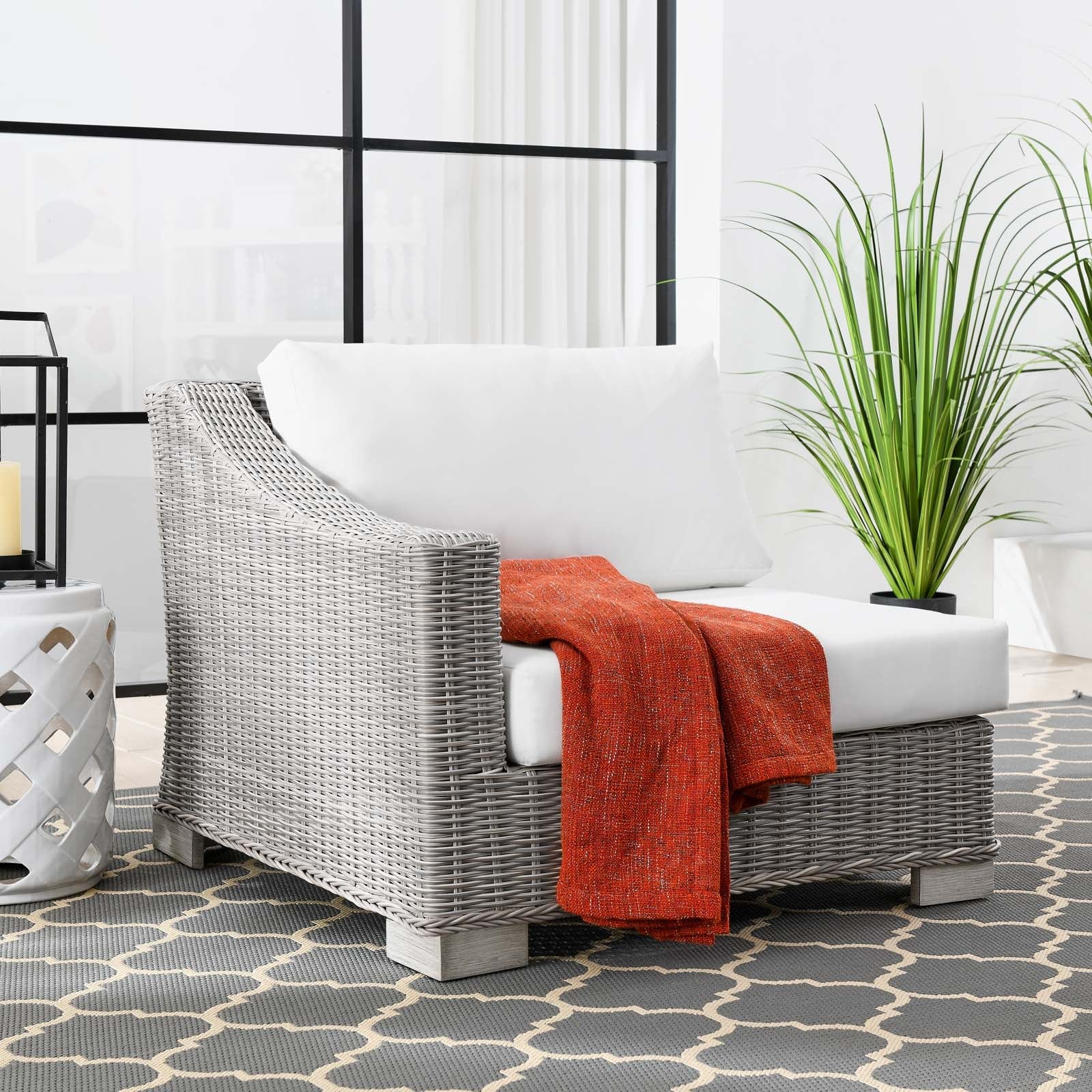 Modway Conway Outdoor Patio Wicker Rattan Left-Arm Chair | Outdoor Chairs | 