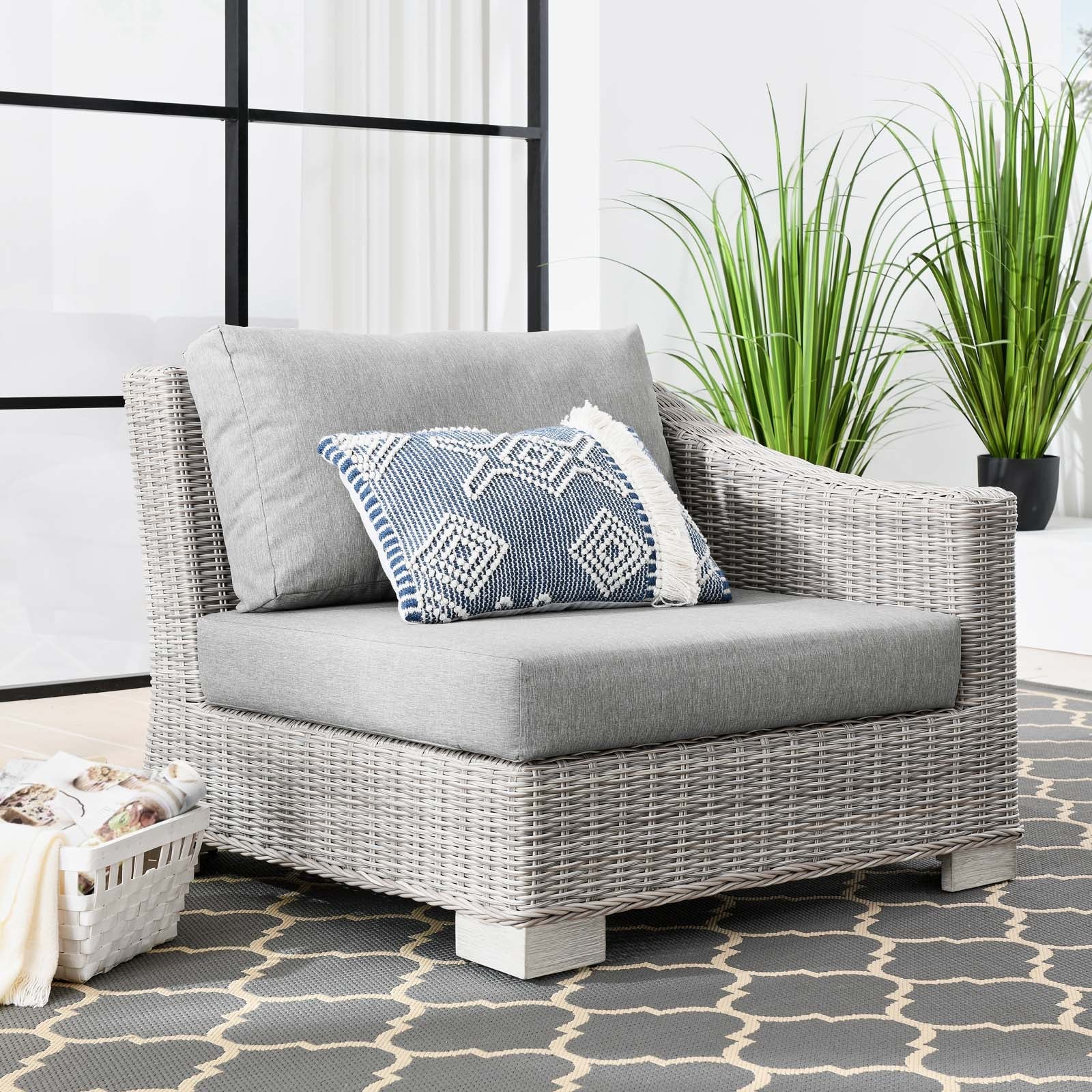 Modway Conway Outdoor Patio Wicker Rattan Right-Arm Chair | Outdoor Chairs