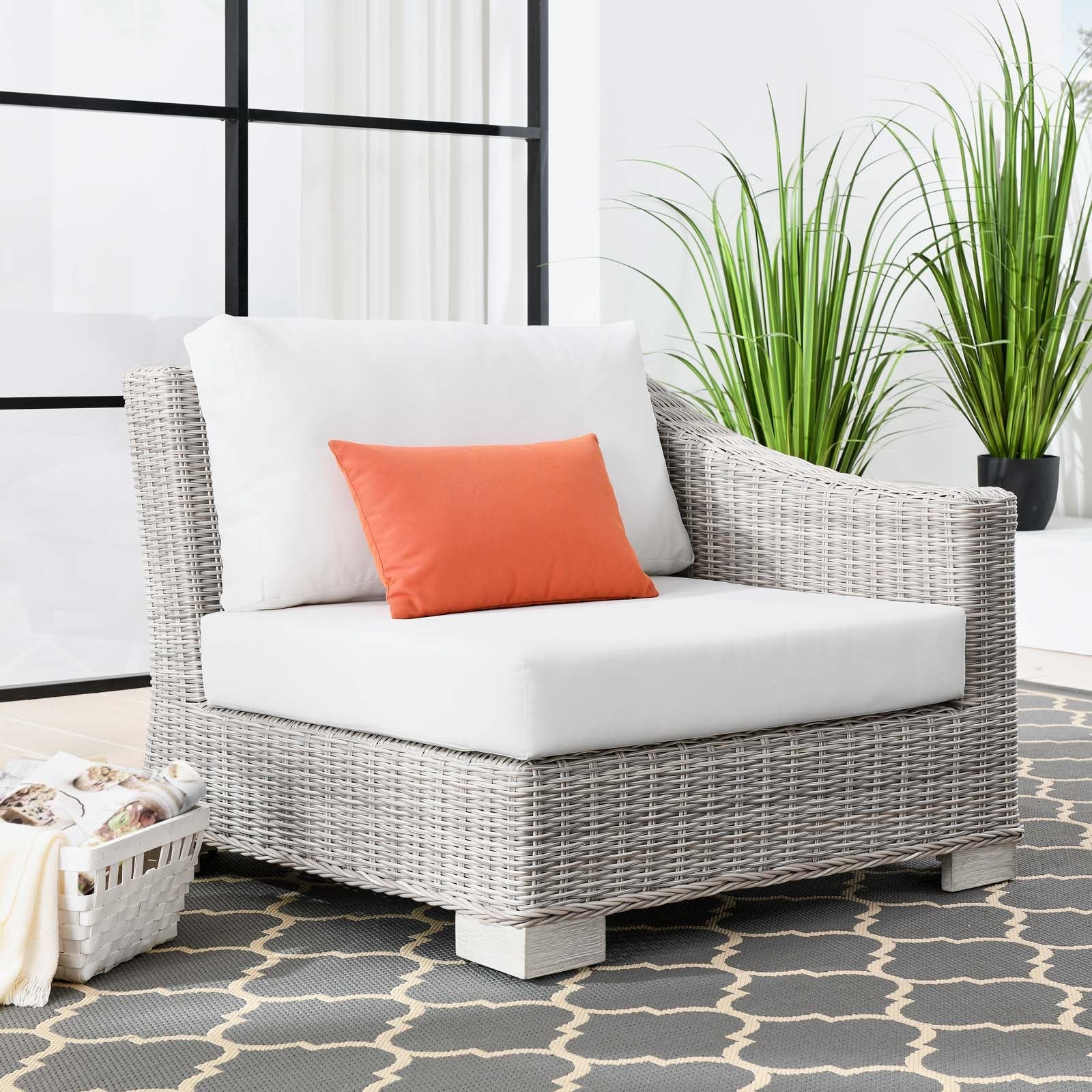 Modway Conway Outdoor Patio Wicker Rattan Right-Arm Chair | Outdoor Chairs | 