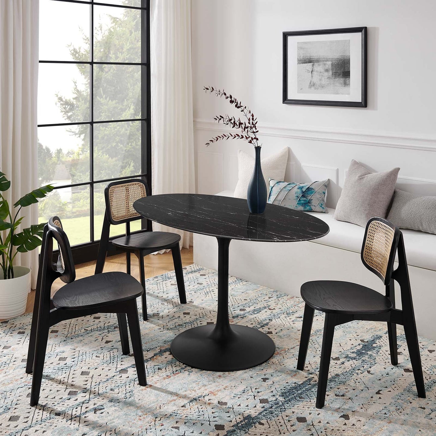 Lippa 54" Artificial Marble Oval Dining Table By Modway - EEI-4880