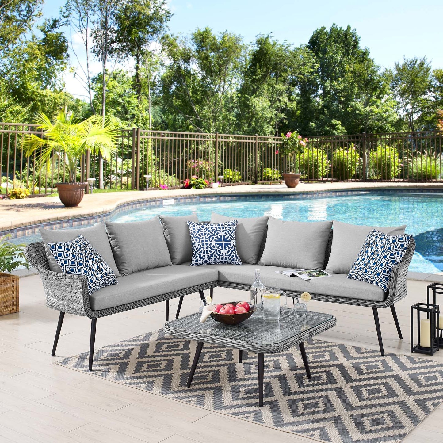Modway Endeavor Outdoor Patio Wicker Rattan Outdoor Patio Wicker Rattan Seating Set | Outdoor Sofas, Loveseats & Sectionals