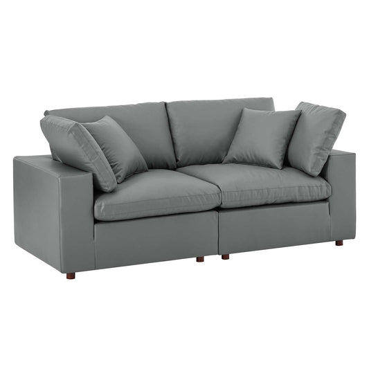 Modway Commix Down Filled Overstuffed Vegan Leather Loveseat | Loveseats