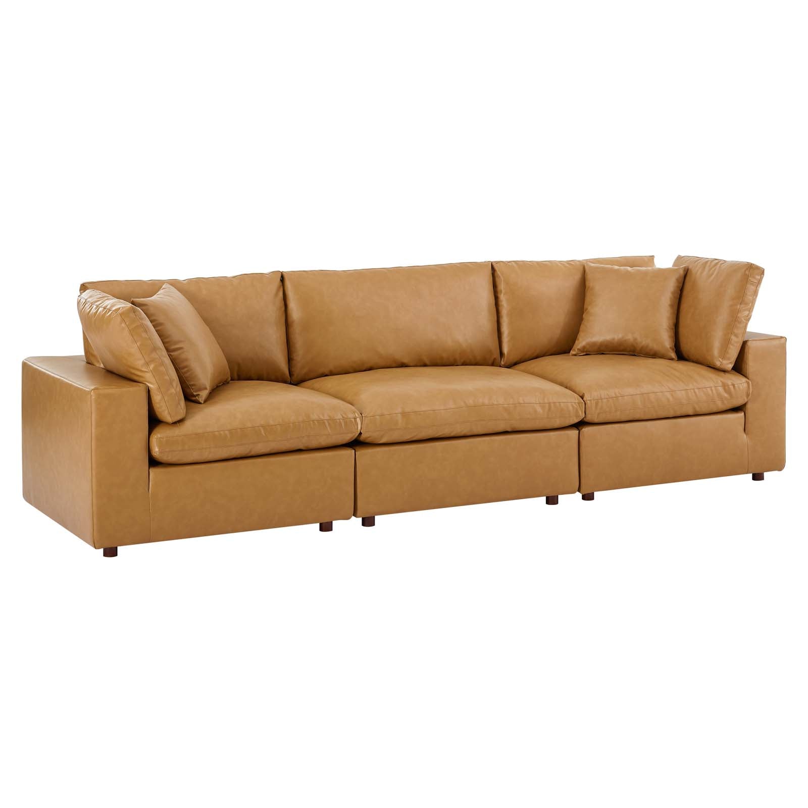 Modway Commix Down Filled Overstuffed Vegan Leather 3-Seater Sofa | Sofas | 