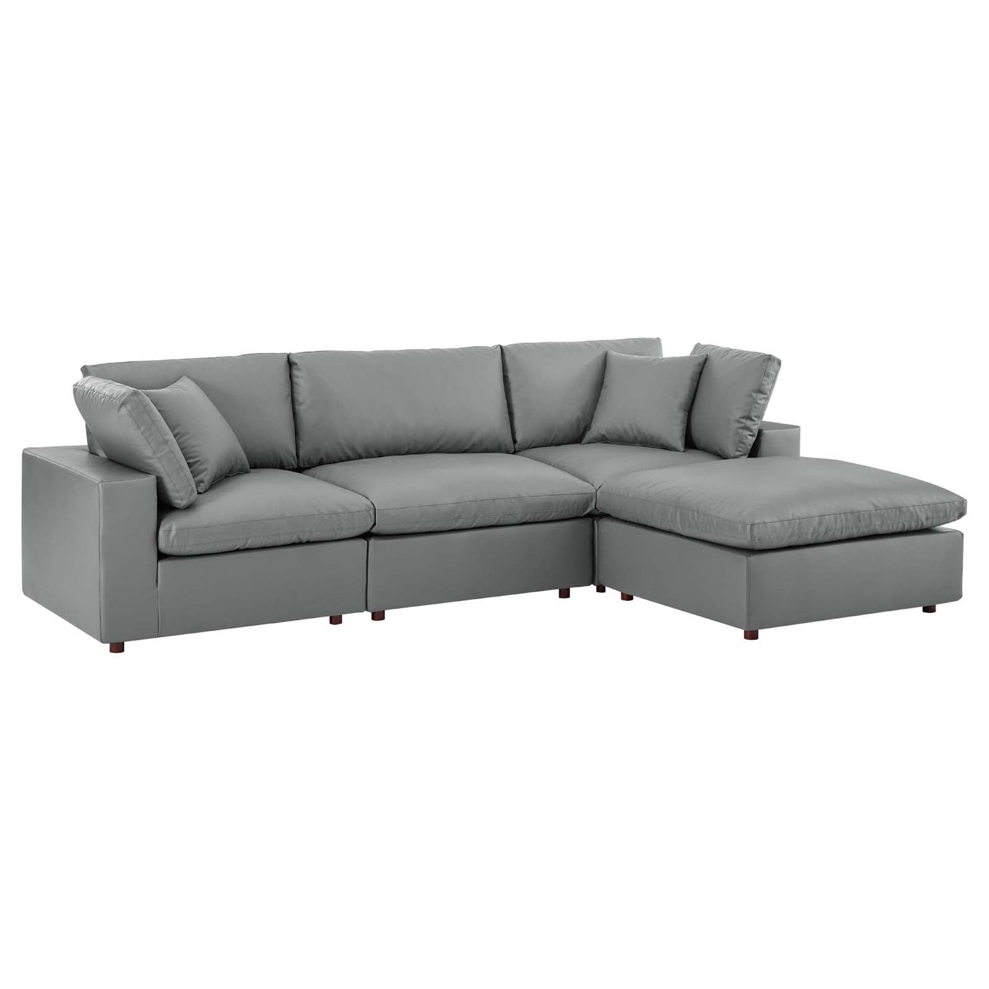 Modway Commix Down Filled Overstuffed Vegan Leather 4-Piece Sectional Sofa | Sofas