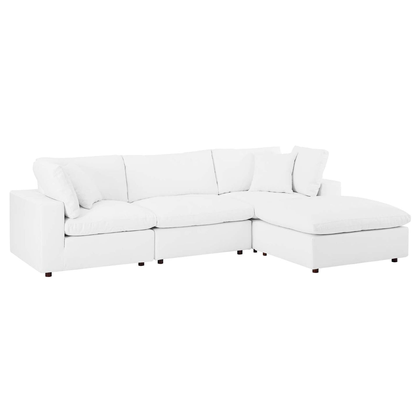 Modway Commix Down Filled Overstuffed Vegan Leather 4-Piece Sectional Sofa | Sofas | 