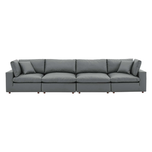 Modway Commix Down Filled Overstuffed Vegan Leather 4-Seater Sofa | Sofas