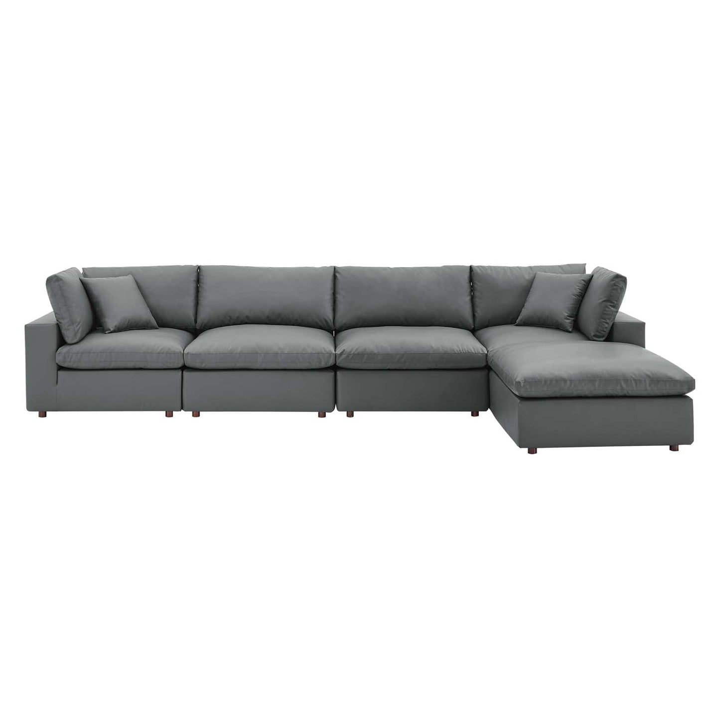 Modway Commix Down Filled Overstuffed Vegan Leather 5-Piece Sectional Sofa | Sofas