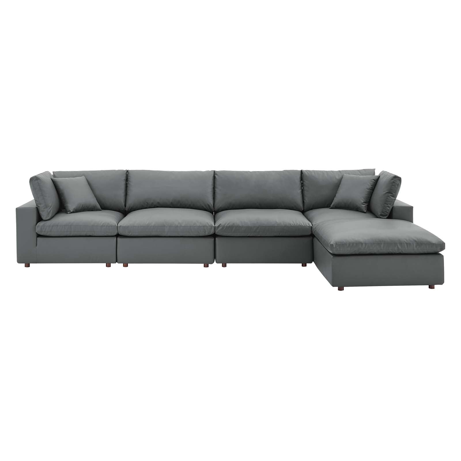 Modway Commix Down Filled Overstuffed Vegan Leather 5-Piece Sectional Sofa | Sofas