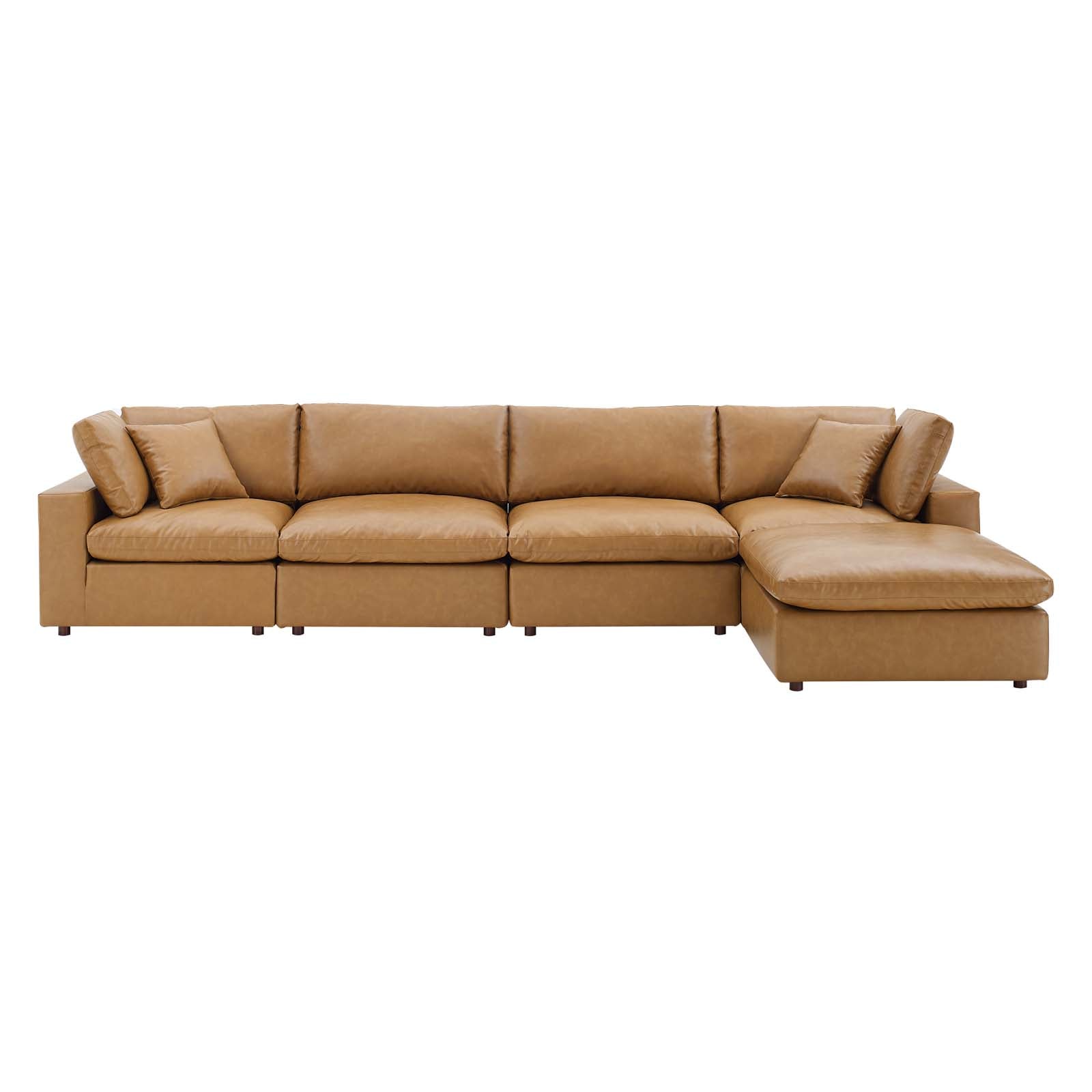 Modway Commix Down Filled Overstuffed Vegan Leather 5-Piece Sectional Sofa | Sofas | 