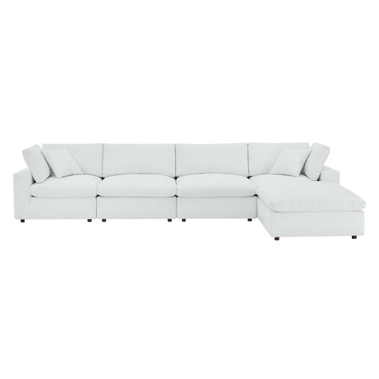 Modway Commix Down Filled Overstuffed Vegan Leather 5-Piece Sectional Sofa | Sofas | 