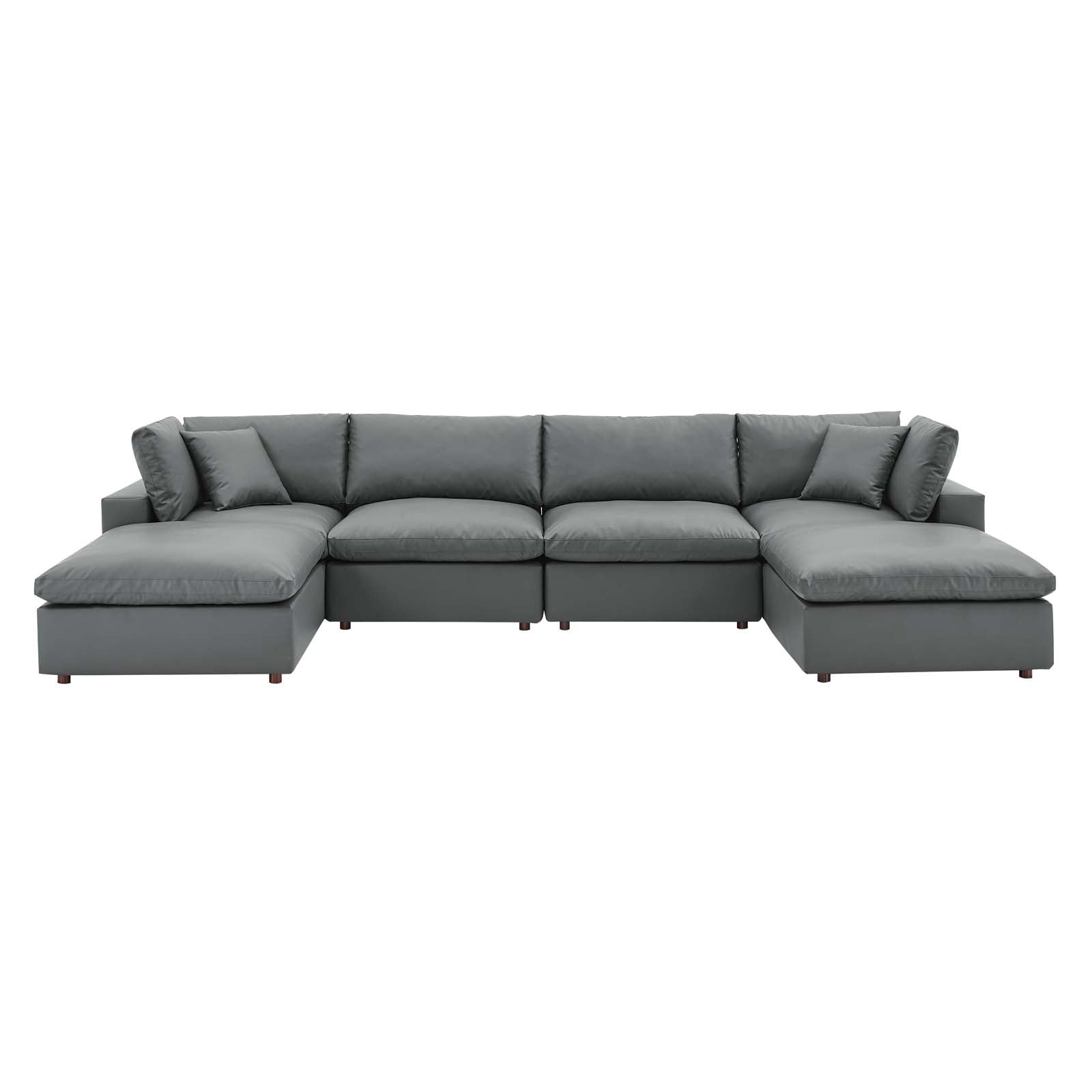 Modway Commix Down Filled Overstuffed Vegan Leather 6-Piece Sectional Sofa | Sofas