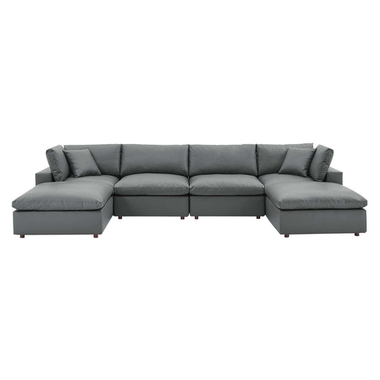 Modway Commix Down Filled Overstuffed Vegan Leather 6-Piece Sectional Sofa | Sofas